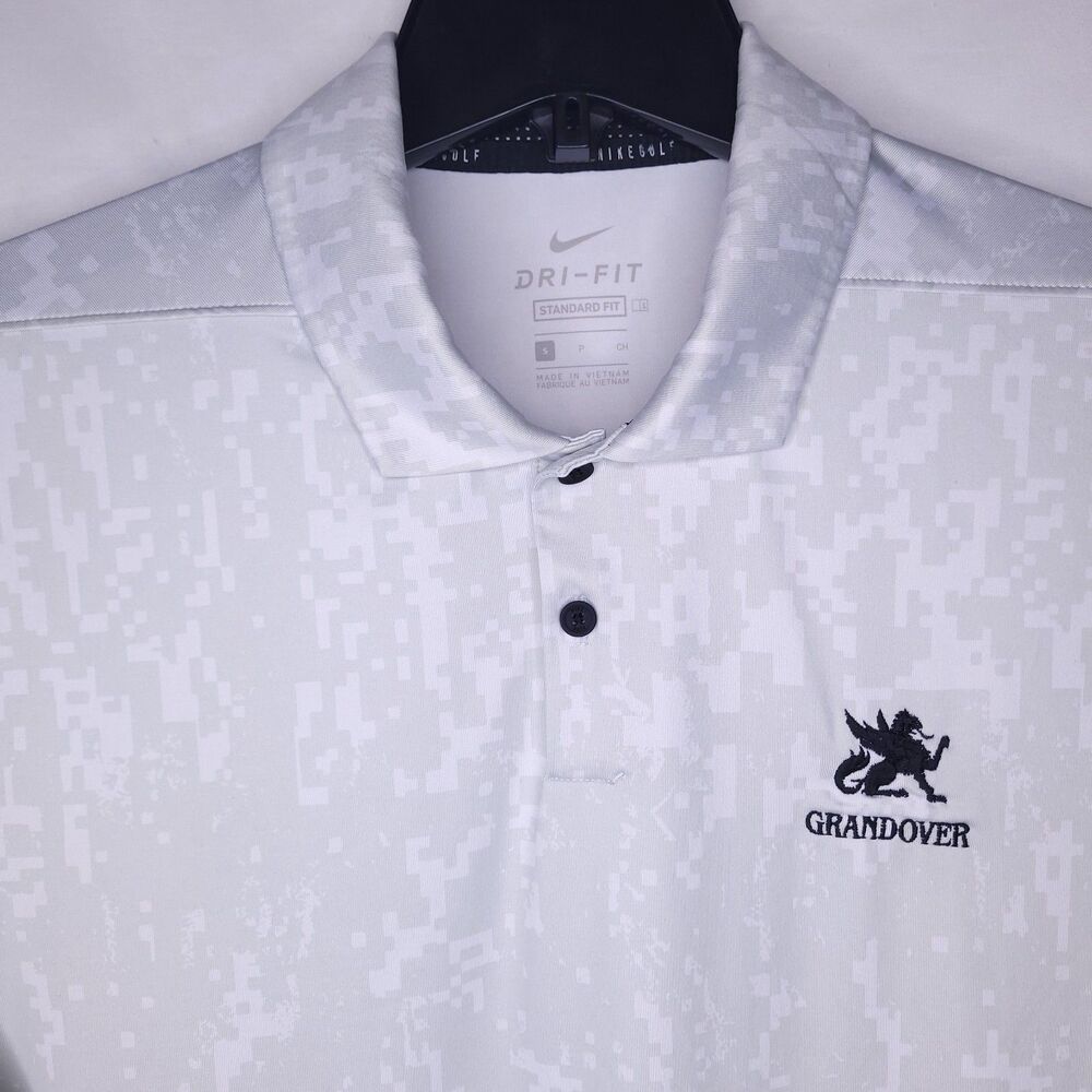 Nike Golf Polo Shirt Mens Small Digital Camo Gray Dri Fit Grandover